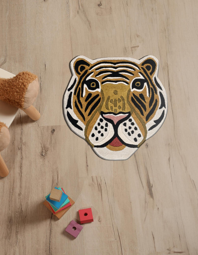 Multicolor 5' 1 x 5' 1 Playtime Kids Wool Freeform Area Rug for Baby Nursery, Toddler Playroom, Bedrooms