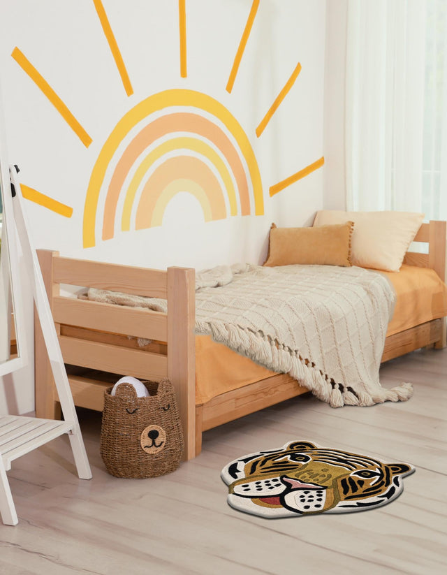 Multicolor 5' 1 x 5' 1 Playtime Kids Wool Freeform Area Rug for Baby Nursery, Toddler Playroom, Bedrooms