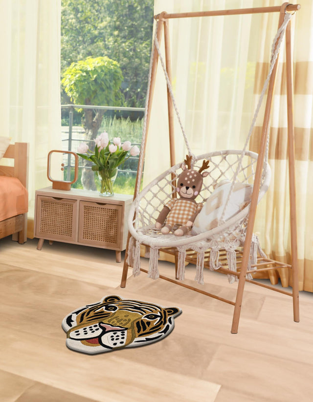 Multicolor 4' 1 x 4' 1 Playtime Kids Wool Freeform Area Rug for Baby Nursery, Toddler Playroom, Bedrooms