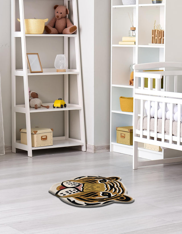 Multicolor 5' 1 x 5' 1 Playtime Kids Wool Freeform Area Rug for Baby Nursery, Toddler Playroom, Bedrooms