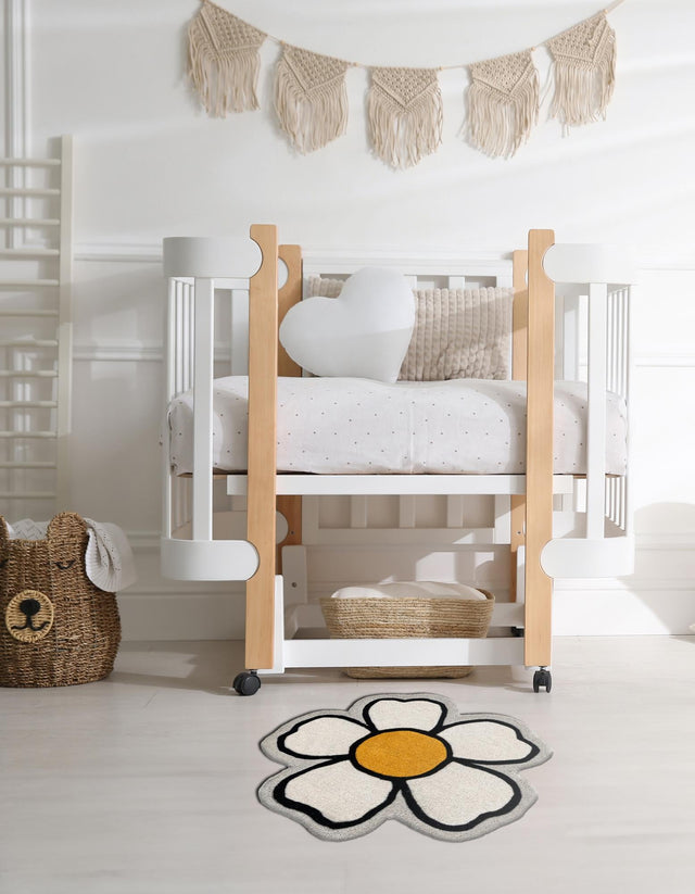 Ivory 6' 11 x 6' 11 Playtime Kids Wool Freeform Area Rug for Baby Nursery, Toddler Playroom, Bedrooms