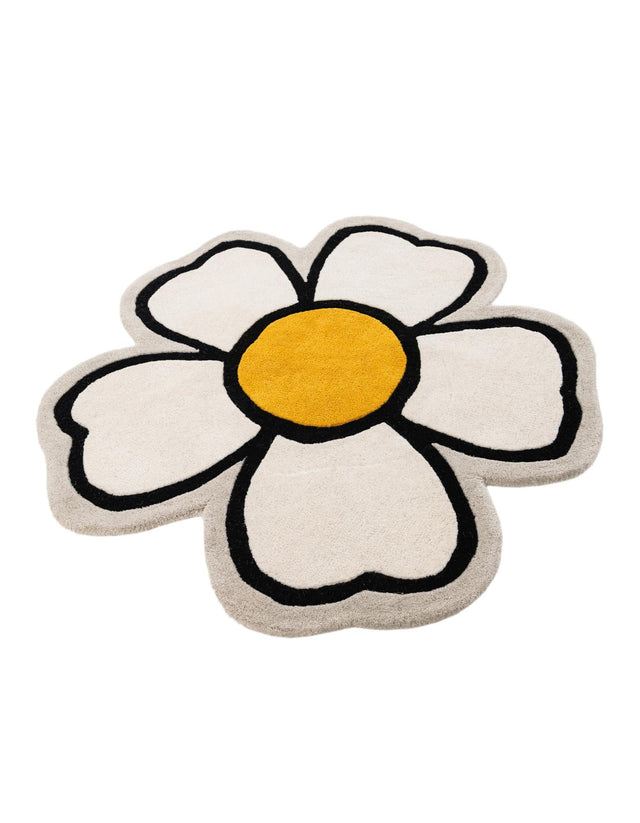 Ivory 3' 1 x 3' 1 Playtime Kids Wool Freeform Area Rug for Baby Nursery, Toddler Playroom, Bedrooms