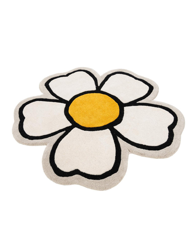 Ivory 3' 1 x 3' 1 Playtime Kids Wool Freeform Area Rug for Baby Nursery, Toddler Playroom, Bedrooms