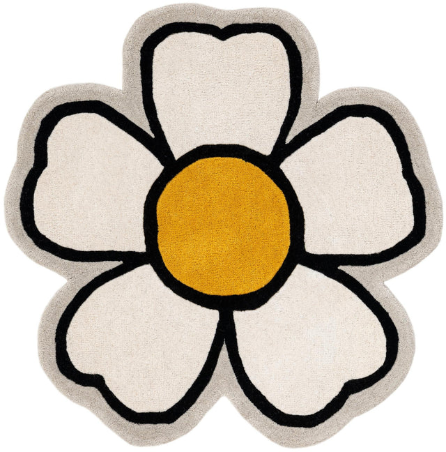 Ivory 3' 1 x 3' 1 Playtime Kids Wool Freeform Area Rug for Baby Nursery, Toddler Playroom, Bedrooms