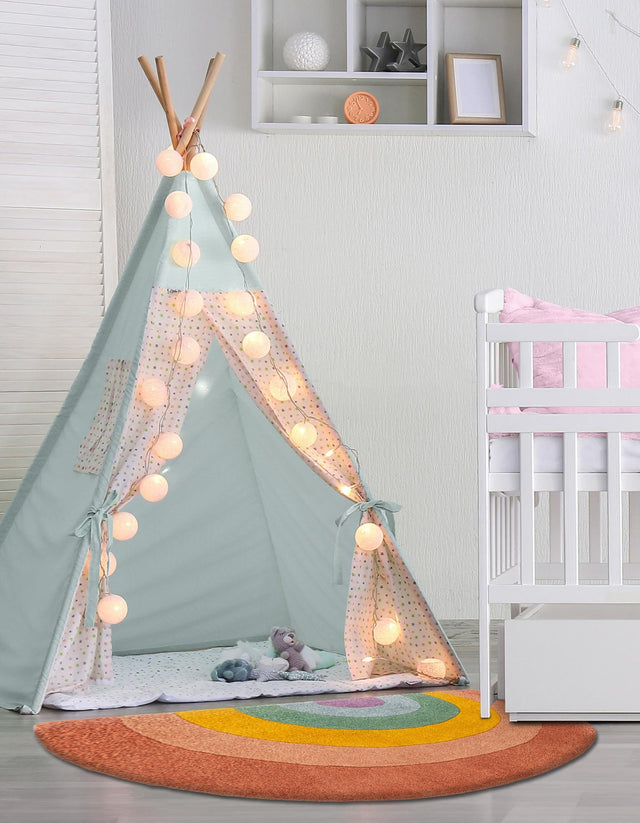 Multicolor 2' 4 x 4' 1 Playtime Kids Wool Freeform Area Rug for Baby Nursery, Toddler Playroom, Bedrooms