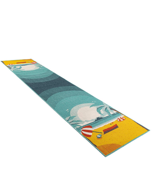 Multicolor 2' 7 x 12' Outdoor Coastal Runner Area Rug Weather Resistant for Patio, Deck, Terrace, Balcony, Porch 100% Polypropylene Coastal Decor Carpet for Sale at Rug Engine