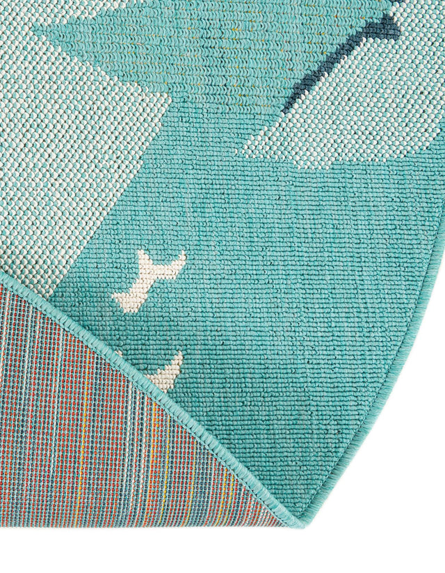 Multicolor 4' 1 x 4' 1 Outdoor Coastal Round Area Rug Weather Resistant for Patio, Deck, Terrace, Balcony, Porch 100% Polypropylene Coastal Decor Carpet for Sale at Rug Engine