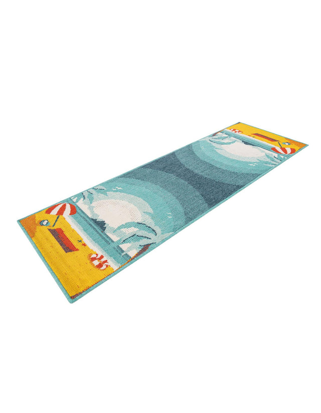 Multicolor 2' x 6' 1 Outdoor Coastal Runner Area Rug Weather Resistant for Patio, Deck, Terrace, Balcony, Porch 100% Polypropylene Coastal Decor Carpet for Sale at Rug Engine