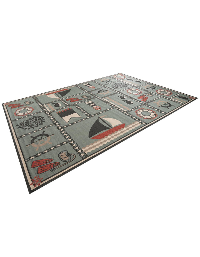 Blue 10' x 14' 1 Outdoor Coastal Rectangle Area Rug Weather Resistant for Patio, Deck, Terrace, Balcony, Porch 100% Polypropylene Coastal Decor Carpet for Sale at Rug Engine