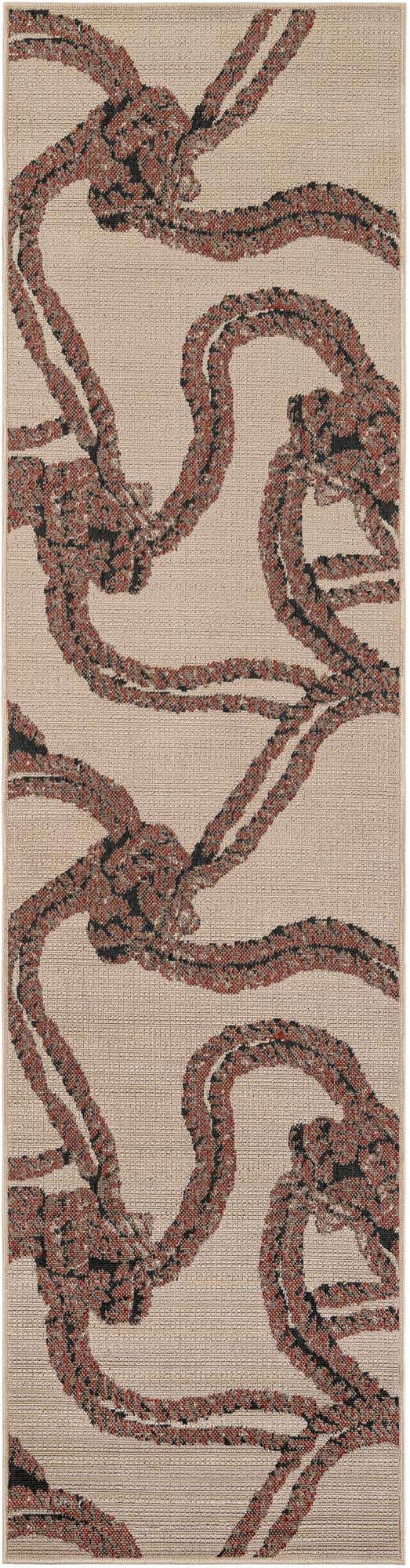 Beige 2' 7 x 10' Outdoor Coastal Runner Area Rug Weather Resistant for Patio, Deck, Terrace, Balcony, Porch 100% Polypropylene Coastal Decor Carpet for Sale at Rug Engine