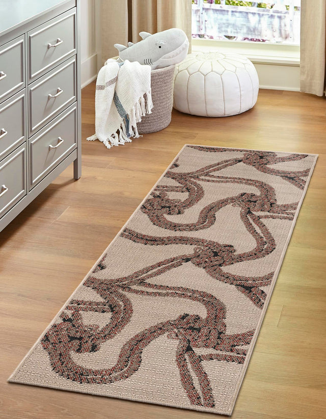Beige 2' x 5' 1 Outdoor Coastal Runner Area Rug Weather Resistant for Patio, Deck, Terrace, Balcony, Porch 100% Polypropylene Coastal Decor Carpet for Sale at Rug Engine
