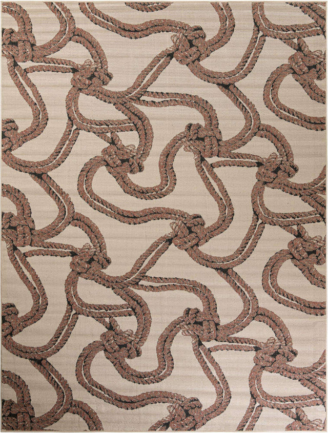 Beige 9' x 12' Outdoor Coastal Rectangle Area Rug Weather Resistant for Patio, Deck, Terrace, Balcony, Porch 100% Polypropylene Coastal Decor Carpet for Sale at Rug Engine