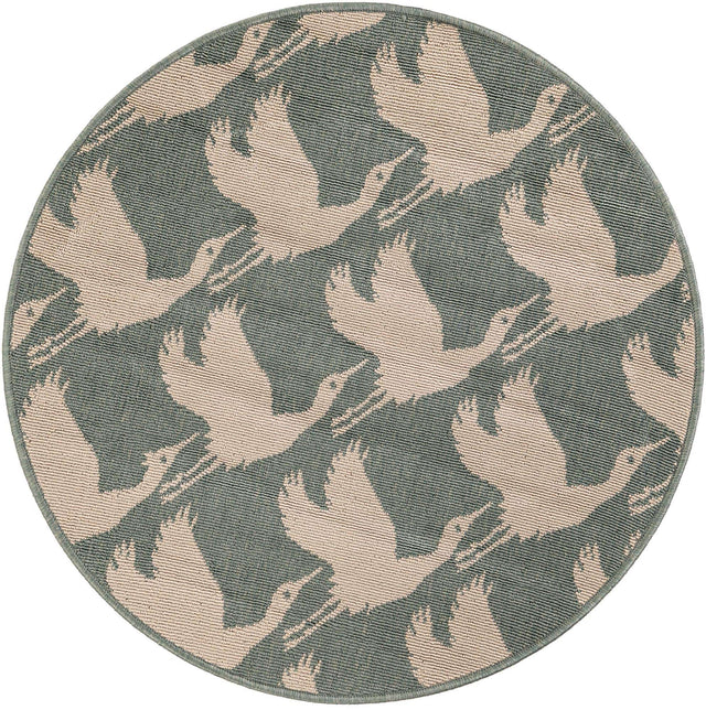 Stone Blue 3' 1 x 3' 1 Outdoor Coastal Round Area Rug Weather Resistant for Patio, Deck, Terrace, Balcony, Porch 100% Polypropylene Coastal Decor Carpet for Sale at Rug Engine