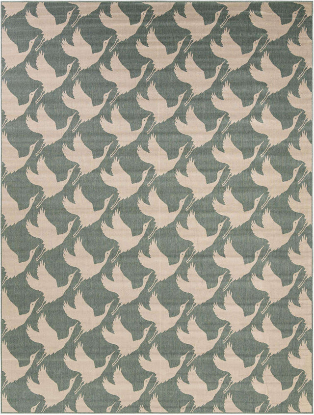 Stone Blue 9' x 12' Outdoor Coastal Rectangle Area Rug Weather Resistant for Patio, Deck, Terrace, Balcony, Porch 100% Polypropylene Coastal Decor Carpet for Sale at Rug Engine