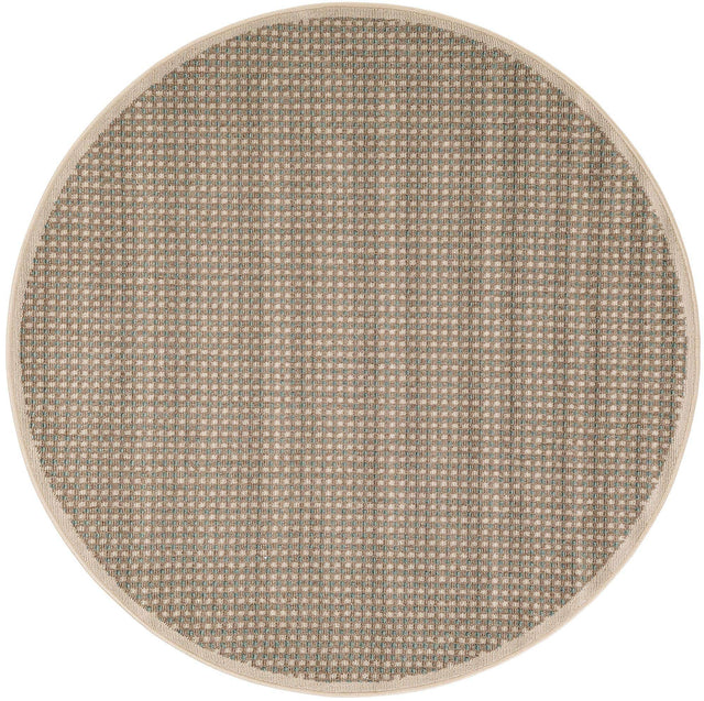 Brown 5' 1 x 5' 1 Outdoor Border Round Area Rug Weather Resistant for Patio, Deck, Terrace, Balcony, Porch 100% Polypropylene Classic Bordered Carpet for Sale at Rug Engine