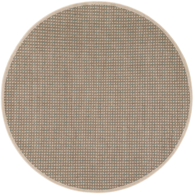 Brown 6' 1 x 6' 1 Outdoor Border Round Area Rug Weather Resistant for Patio, Deck, Terrace, Balcony, Porch 100% Polypropylene Classic Bordered Carpet for Sale at Rug Engine