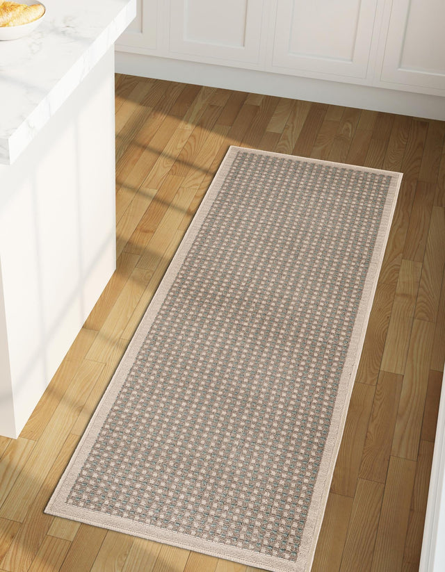 Brown 2' x 8' Outdoor Border Runner Area Rug Weather Resistant for Patio, Deck, Terrace, Balcony, Porch 100% Polypropylene Classic Bordered Carpet for Sale at Rug Engine