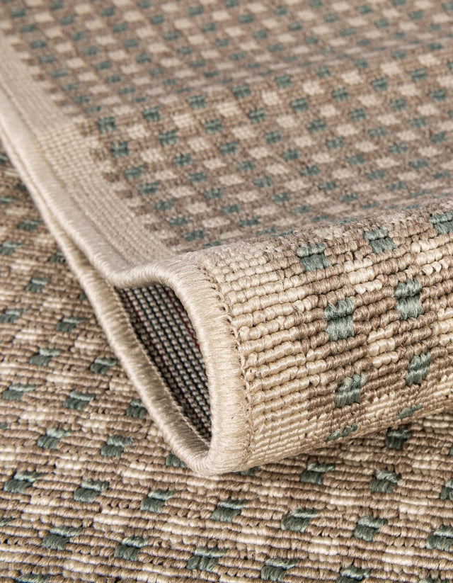Brown 5' 1 x 5' 1 Outdoor Border Round Area Rug Weather Resistant for Patio, Deck, Terrace, Balcony, Porch 100% Polypropylene Classic Bordered Carpet for Sale at Rug Engine