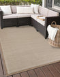 Beige 10' x 14' 1 Outdoor Border Rectangle Area Rug Weather Resistant for Patio, Deck, Terrace, Balcony, Porch
