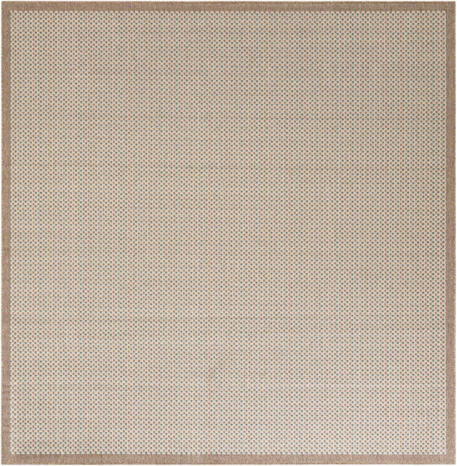 Beige 7' 10 x 7' 10 Outdoor Border Square Area Rug Weather Resistant for Patio, Deck, Terrace, Balcony, Porch 100% Polypropylene Classic Bordered Carpet for Sale at Rug Engine