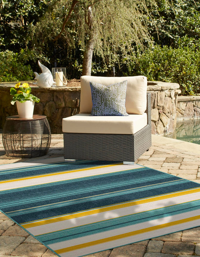 Multicolor 6' 1 x 9' Outdoor Border Rectangle Area Rug Weather Resistant for Patio, Deck, Terrace, Balcony, Porch 100% Polypropylene Classic Bordered Carpet for Sale at Rug Engine