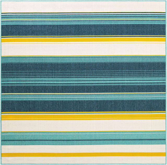 Multicolor 7' 10 x 7' 10 Outdoor Border Square Area Rug Weather Resistant for Patio, Deck, Terrace, Balcony, Porch 100% Polypropylene Classic Bordered Carpet for Sale at Rug Engine