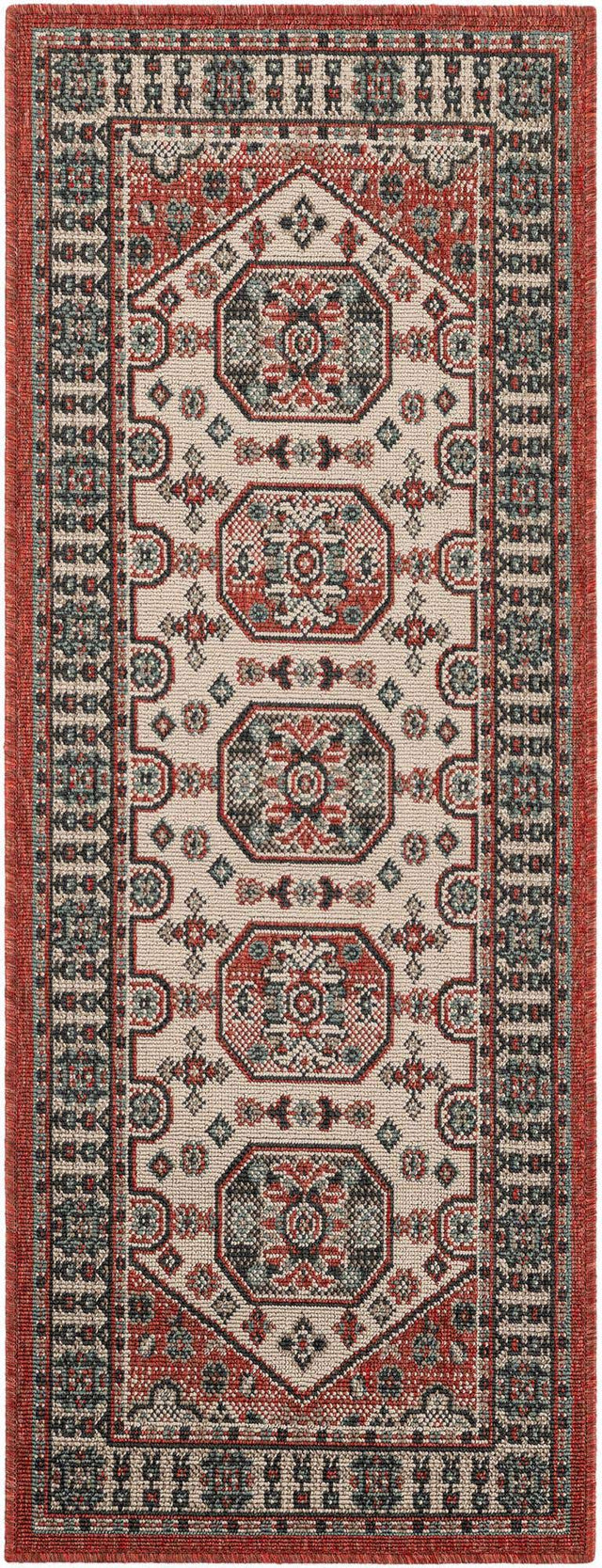 Multicolor 2' x 5' 1 Outdoor Traditional Runner Area Rug Weather Resistant for Patio, Deck, Terrace, Balcony, Porch Classical Design Outside Carpet for Sale at Rug Engine