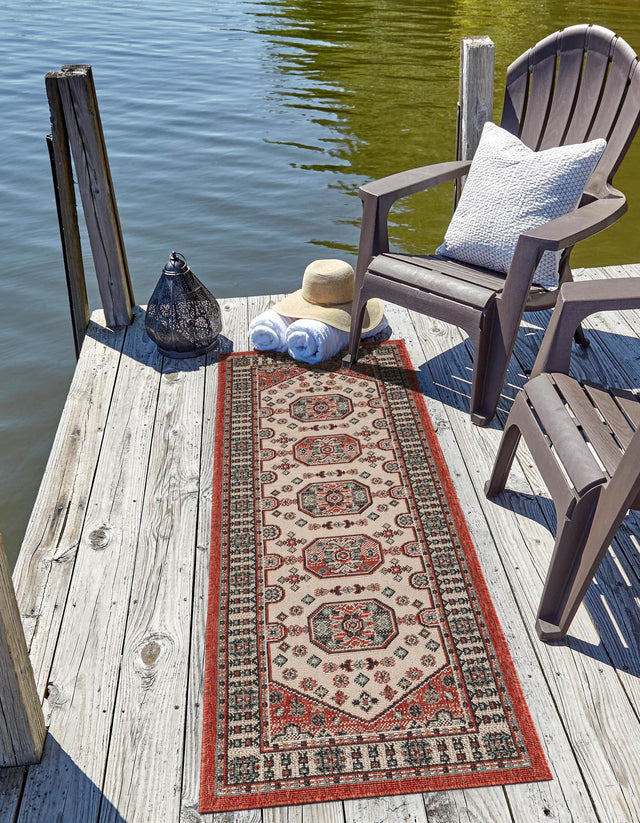 Multicolor 2' x 8' Outdoor Traditional Runner Area Rug Weather Resistant for Patio, Deck, Terrace, Balcony, Porch Classical Design Outside Carpet for Sale at Rug Engine