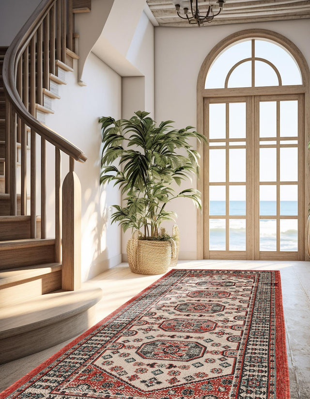 Multicolor 2' 7 x 10' Outdoor Traditional Runner Area Rug Weather Resistant for Patio, Deck, Terrace, Balcony, Porch Classical Design Outside Carpet for Sale at Rug Engine