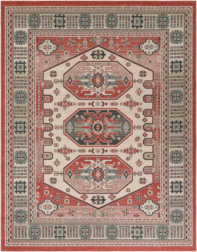 Multicolor 7' 10 x 10' Outdoor Traditional Rectangle Area Rug Weather Resistant for Patio, Deck, Terrace, Balcony, Porch Classical Design Outside Carpet for Sale at Rug Engine