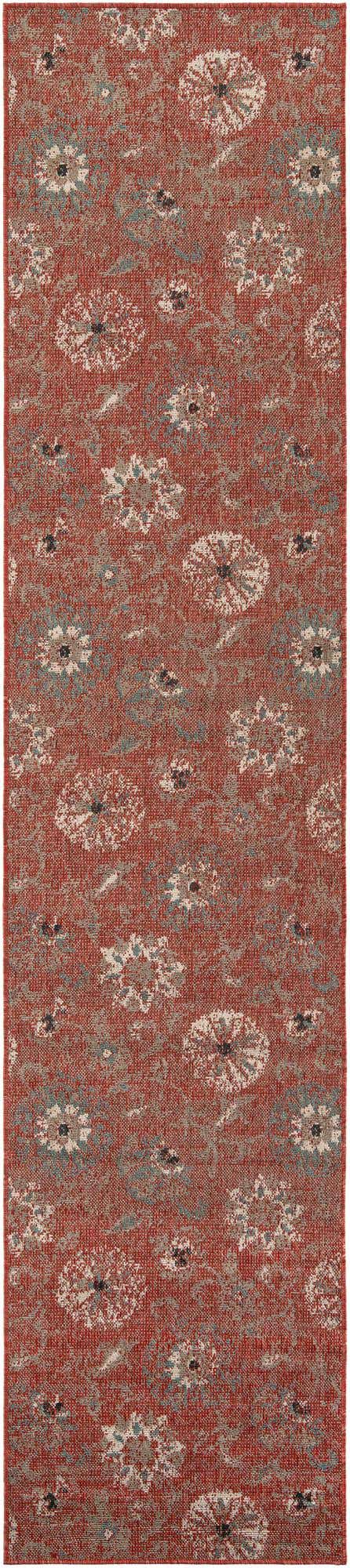 Terracotta 2' 7 x 12' Outdoor Botanical Runner Area Rug Weather Resistant for Patio, Deck, Terrace, Balcony, Porch Polypropylene Garden Floral Tropical Carpet for Sale at Rug Engine