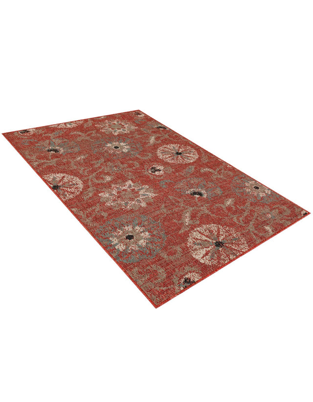 Terracotta 4' 1 x 6' 1 Outdoor Botanical Rectangle Area Rug Weather Resistant for Patio, Deck, Terrace, Balcony, Porch Polypropylene Garden Floral Tropical Carpet for Sale at Rug Engine