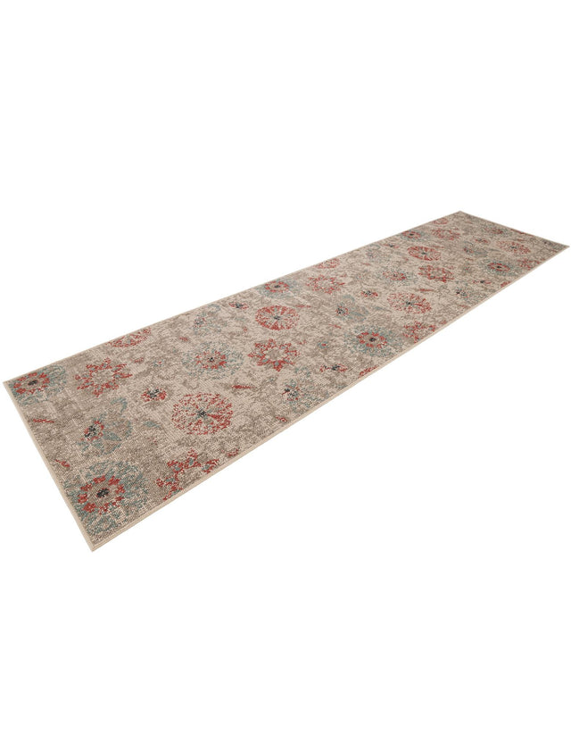 Beige 2' 7 x 10' Outdoor Botanical Runner Area Rug Weather Resistant for Patio, Deck, Terrace, Balcony, Porch Polypropylene Garden Floral Tropical Carpet for Sale at Rug Engine