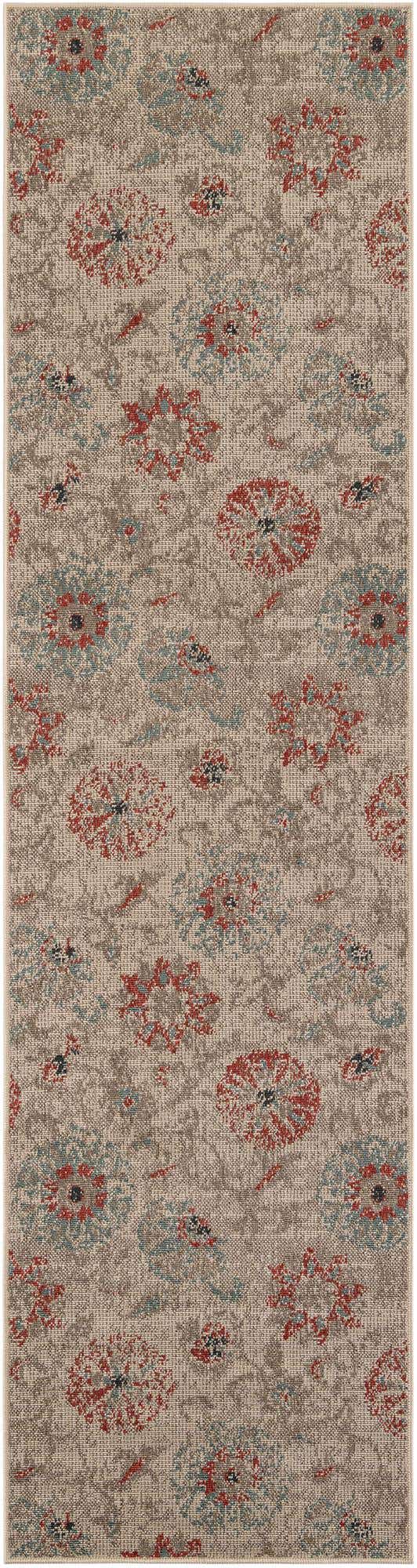 Beige 2' 7 x 10' Outdoor Botanical Runner Area Rug Weather Resistant for Patio, Deck, Terrace, Balcony, Porch Polypropylene Garden Floral Tropical Carpet for Sale at Rug Engine