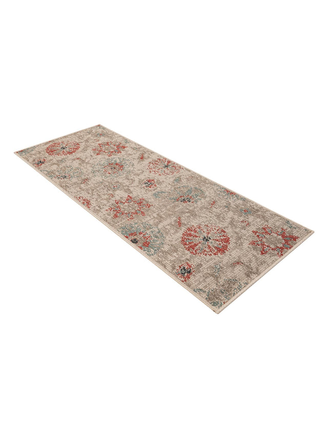 Beige 2' x 5' 1 Outdoor Botanical Runner Area Rug Weather Resistant for Patio, Deck, Terrace, Balcony, Porch Polypropylene Garden Floral Tropical Carpet for Sale at Rug Engine
