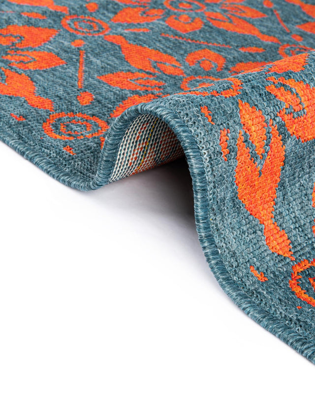 Blue and Red 4' 1 x 6' 1 Outdoor Trellis Rectangle Area Rug Weather Resistant for Patio, Deck, Terrace, Balcony, Porch Geometric Design Water Safe Outside Carpet for Sale at Rug Engine
