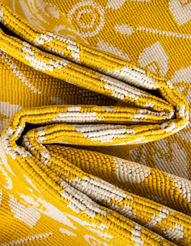 Yellow 2' 7 x 10' Outdoor Trellis Runner Area Rug Weather Resistant for Patio, Deck, Terrace, Balcony, Porch Geometric Design Water Safe Outside Carpet for Sale at Rug Engine
