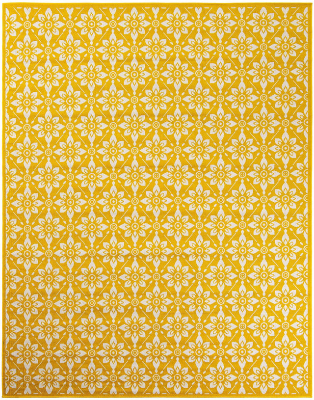 Yellow 7' 10 x 10' Outdoor Trellis Rectangle Area Rug Weather Resistant for Patio, Deck, Terrace, Balcony, Porch Geometric Design Water Safe Outside Carpet for Sale at Rug Engine