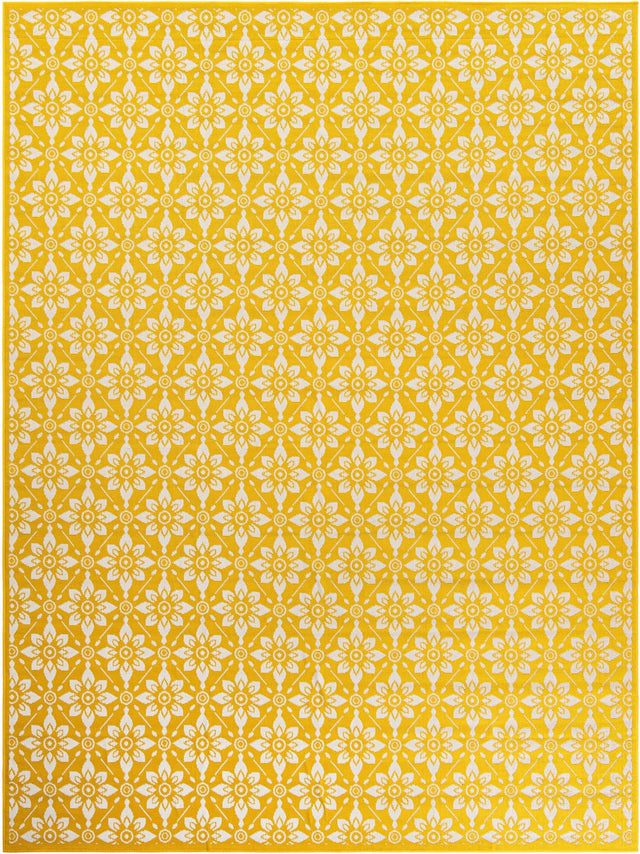 Yellow 9' x 12' Outdoor Trellis Rectangle Area Rug Weather Resistant for Patio, Deck, Terrace, Balcony, Porch Geometric Design Water Safe Outside Carpet for Sale at Rug Engine