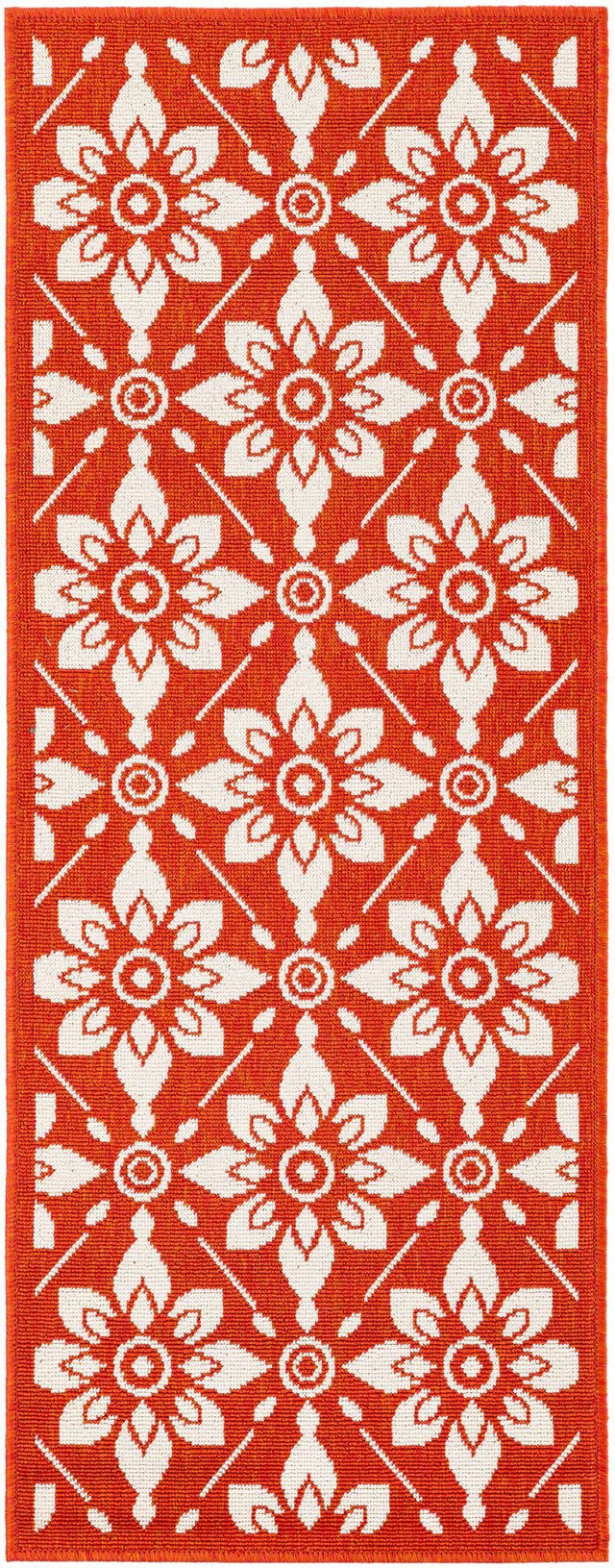 Rust Red 2' x 5' 1 Outdoor Trellis Runner Area Rug Weather Resistant for Patio, Deck, Terrace, Balcony, Porch Geometric Design Water Safe Outside Carpet for Sale at Rug Engine