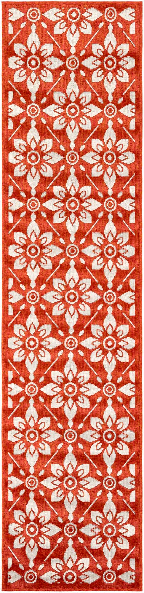 Rust Red 2' x 8' Outdoor Trellis Runner Area Rug Weather Resistant for Patio, Deck, Terrace, Balcony, Porch Geometric Design Water Safe Outside Carpet for Sale at Rug Engine