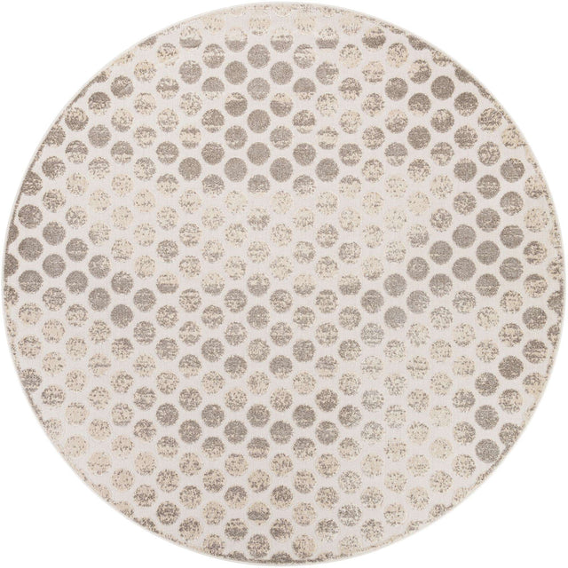 Beige and Ivory 10' x 10' Sabrina Soto Outdoor Round Area Rug Weather Resistant for Patio, Deck, Terrace, Balcony, Porch Durable Carpet for Exterior Home Design for Sale at Rug Engine