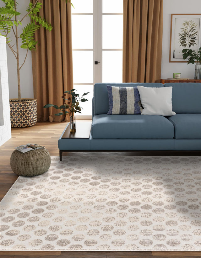 Beige and Ivory 7' 10 x 7' 10 Sabrina Soto Outdoor Square Area Rug Weather Resistant for Patio, Deck, Terrace, Balcony, Porch Durable Carpet for Exterior Home Design for Sale at Rug Engine