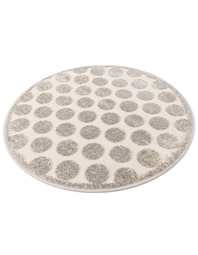 Gray 3' 1 x 3' 1 Sabrina Soto Outdoor Round Area Rug Weather Resistant for Patio, Deck, Terrace, Balcony, Porch Durable Carpet for Exterior Home Design for Sale at Rug Engine