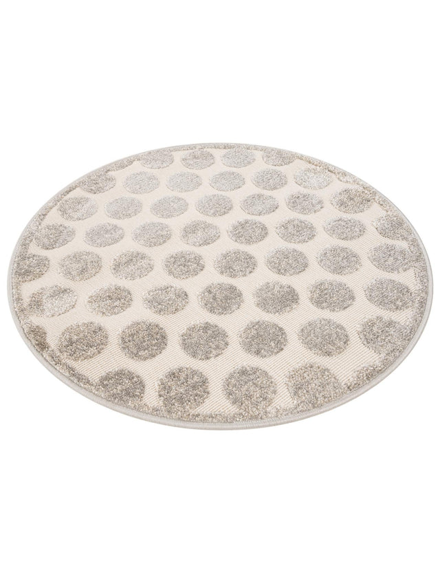 Gray 3' 1 x 3' 1 Sabrina Soto Outdoor Round Area Rug Weather Resistant for Patio, Deck, Terrace, Balcony, Porch Durable Carpet for Exterior Home Design for Sale at Rug Engine