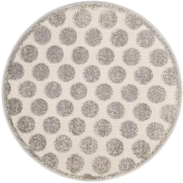Gray 3' 1 x 3' 1 Sabrina Soto Outdoor Round Area Rug Weather Resistant for Patio, Deck, Terrace, Balcony, Porch Durable Carpet for Exterior Home Design for Sale at Rug Engine