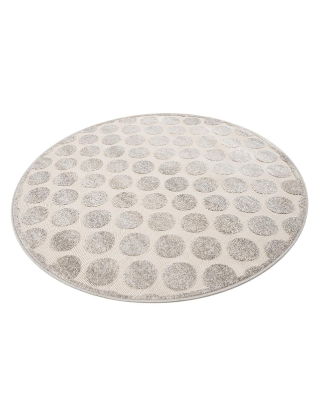 Gray 5' 1 x 5' 1 Sabrina Soto Outdoor Round Area Rug Weather Resistant for Patio, Deck, Terrace, Balcony, Porch Durable Carpet for Exterior Home Design for Sale at Rug Engine