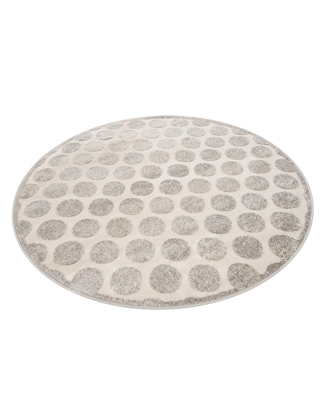 Gray 5' 1 x 5' 1 Sabrina Soto Outdoor Round Area Rug Weather Resistant for Patio, Deck, Terrace, Balcony, Porch Durable Carpet for Exterior Home Design for Sale at Rug Engine