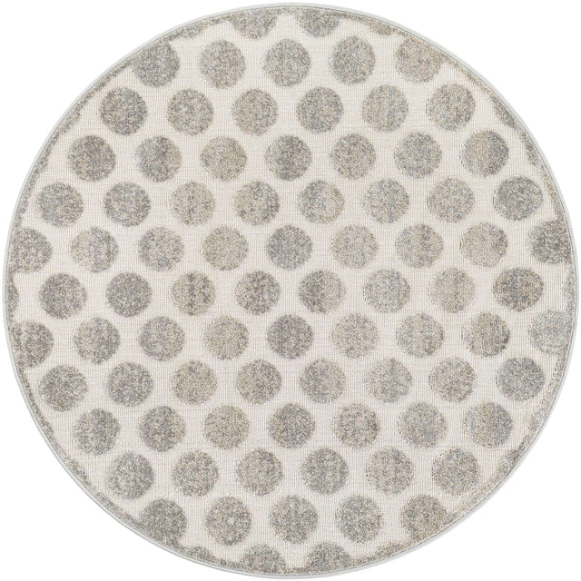 Gray 5' 1 x 5' 1 Sabrina Soto Outdoor Round Area Rug Weather Resistant for Patio, Deck, Terrace, Balcony, Porch Durable Carpet for Exterior Home Design for Sale at Rug Engine