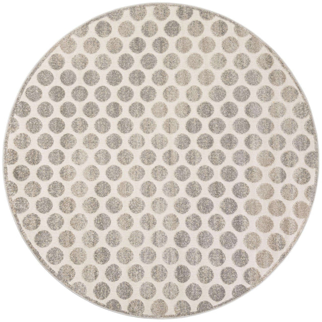 Gray 7' 10 x 7' 10 Sabrina Soto Outdoor Round Area Rug Weather Resistant for Patio, Deck, Terrace, Balcony, Porch Durable Carpet for Exterior Home Design for Sale at Rug Engine